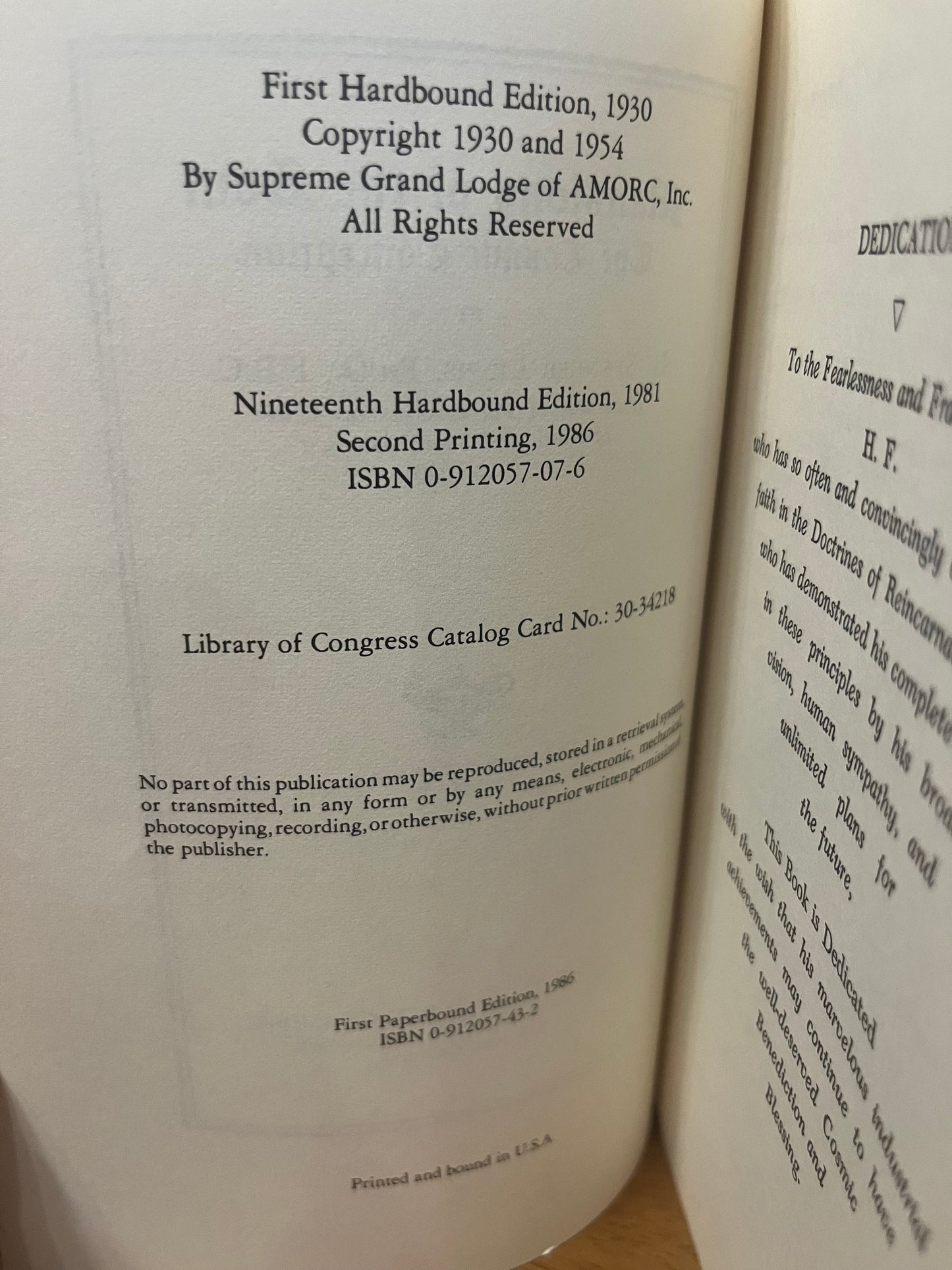 Mansions of the Soul by H. Spencer Lewis (First printing thus, 1986)
