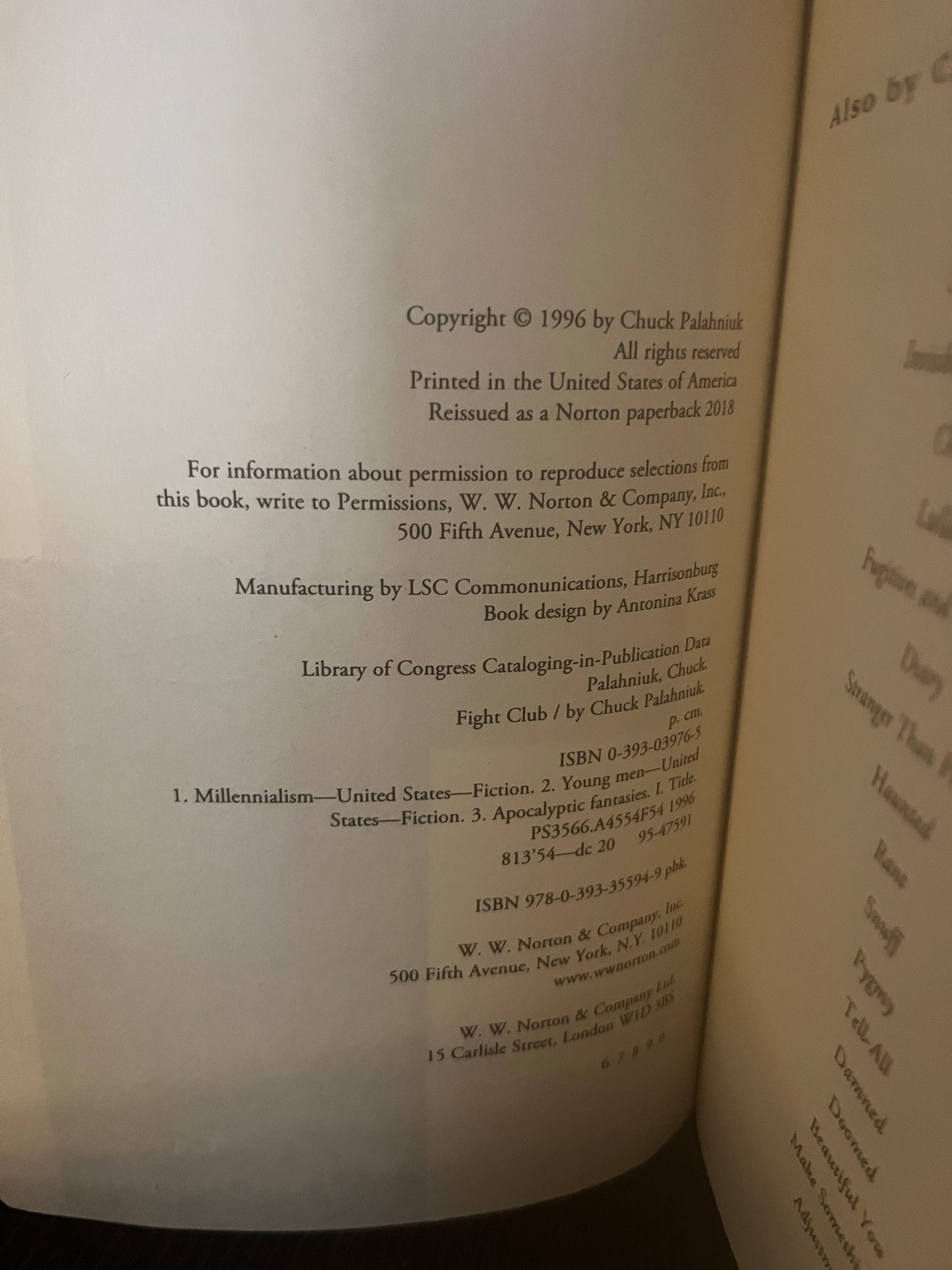 Fight Club by Chuck Palahniuk (2018 Norton)