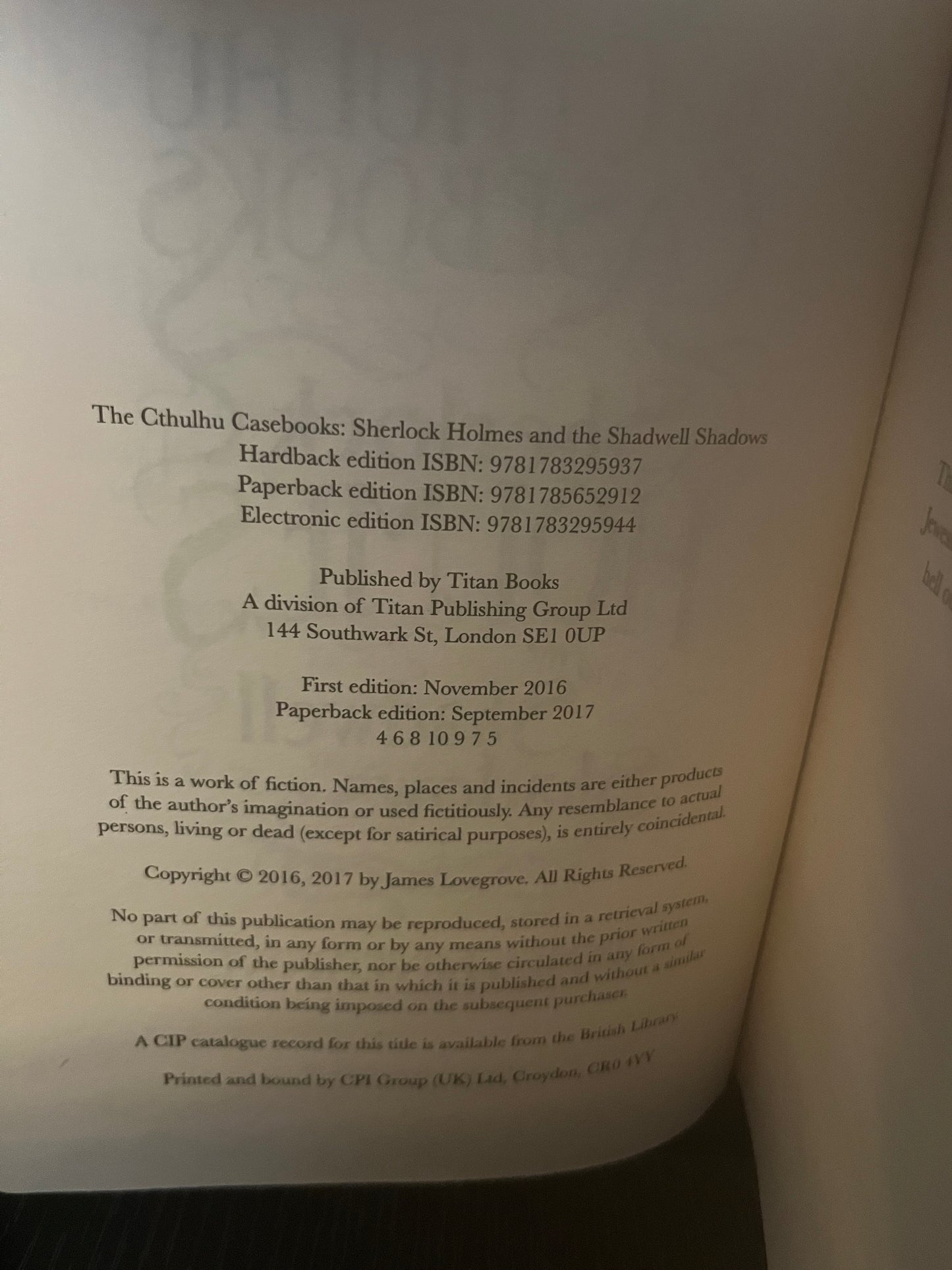 Sherlock Holmes and the Shadwell Shadows: The Cthulhu Casebooks by James Lovegrove