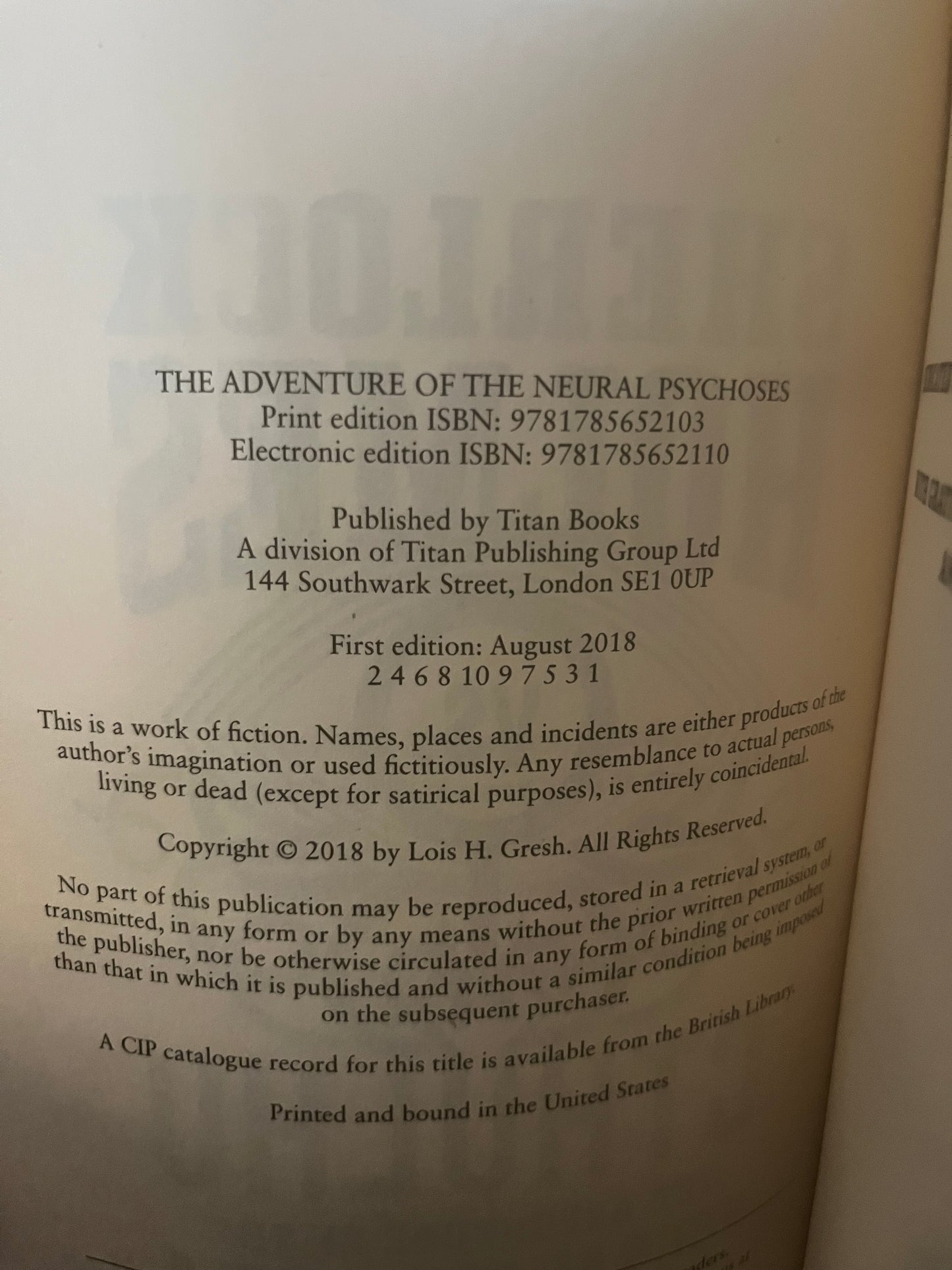 Sherlock Holmes Vs Cthulhu: The Adventure of the Neural Psychoses by Lois H. Gresh