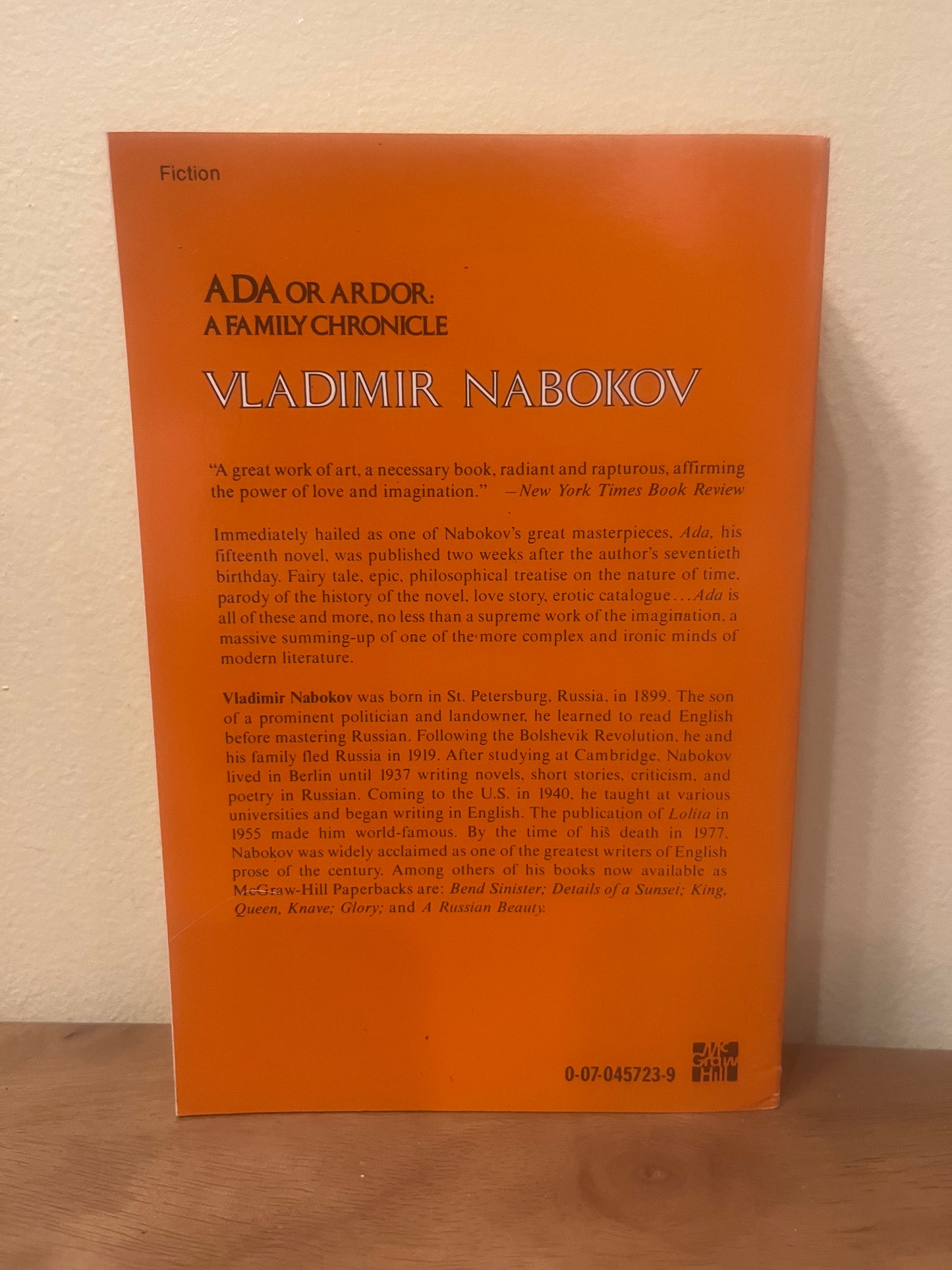 Ada or Ardor, A Family Chronicle by Vladimir Nabakov (First Paperback Edition 1981)