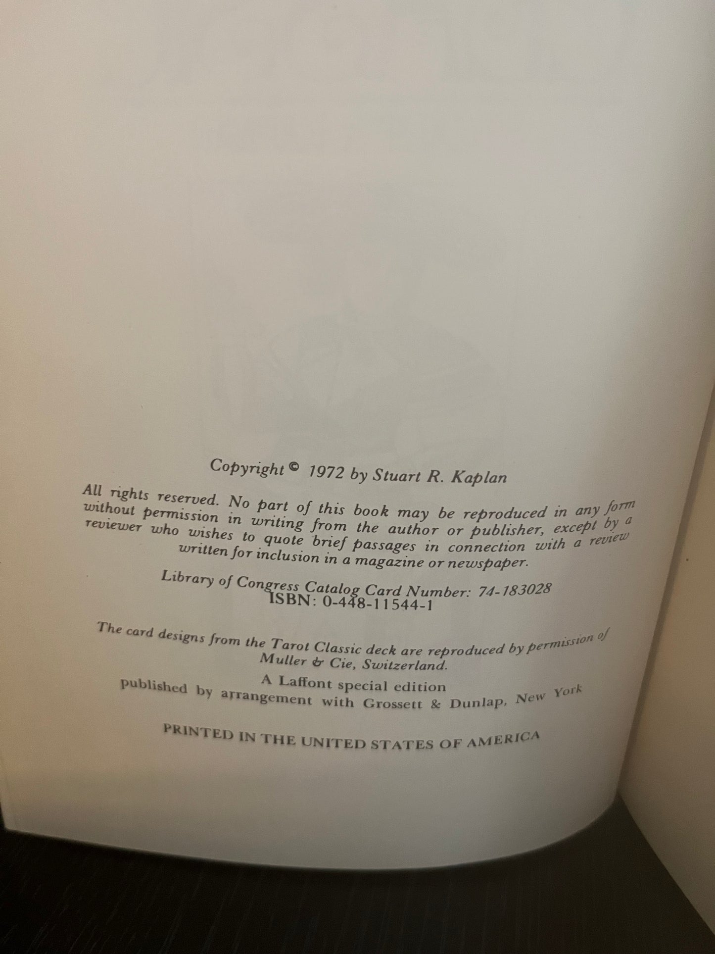 Tarot Classic by Stuart R. Kaplan (1st Edition)