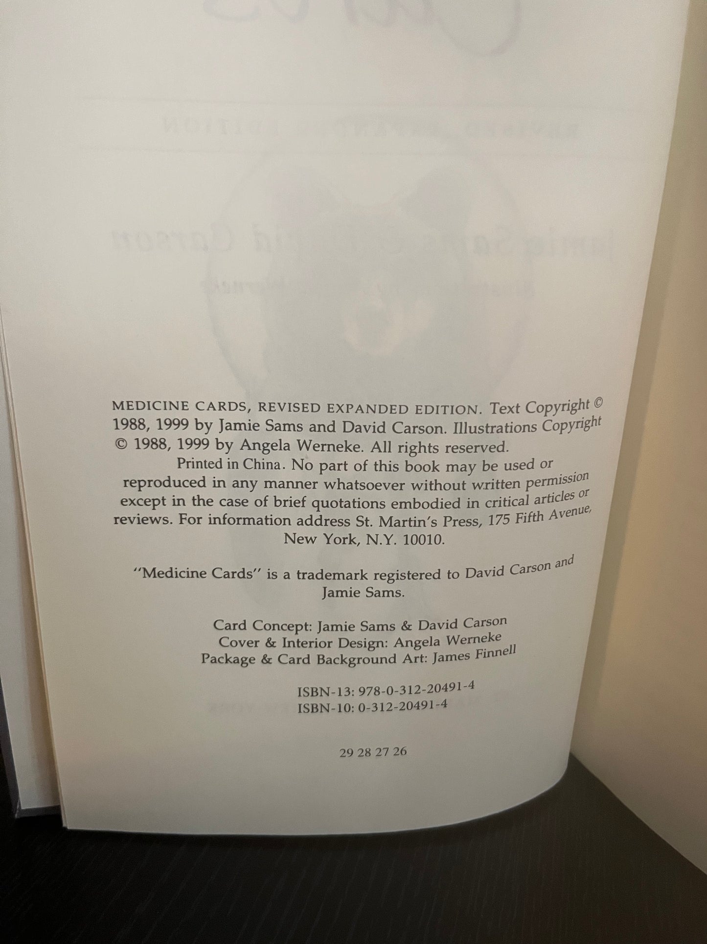 Medicine Cards by Jamie Sams & David Carson (Book only/no cards)