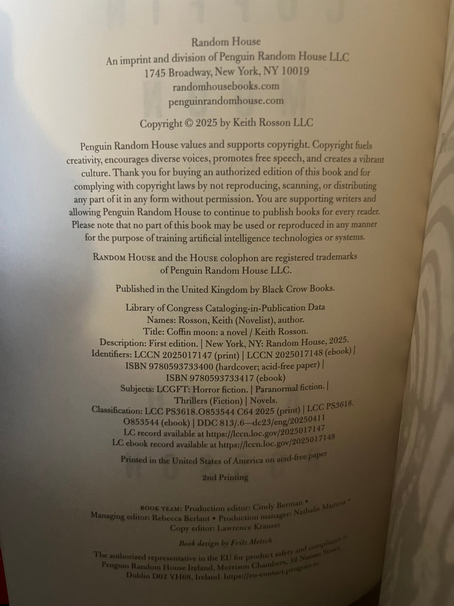 Coffin Moon by Keith Rosson (Brand New 2025, 2nd printing)