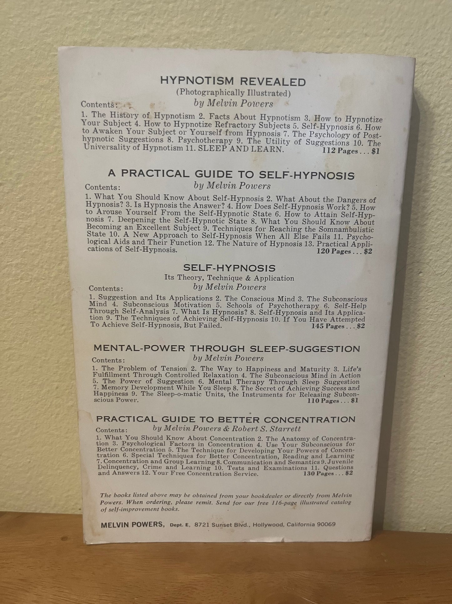 Advanced Techniques of Hypnosis by Melvin Powers (1966 ed.)