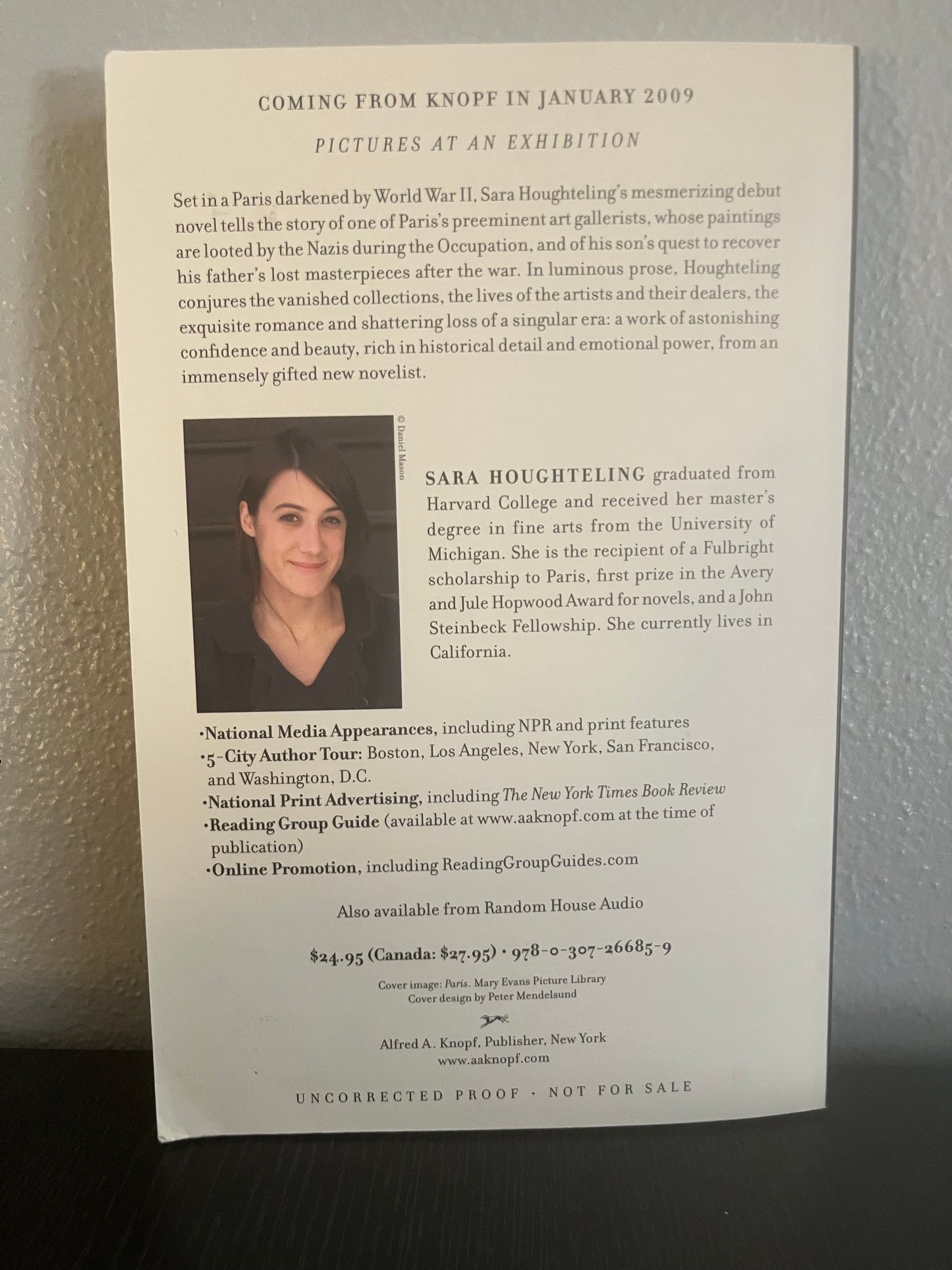 Pictures at an Exhibition by Sara Houghteling (2009 Advance Reader’s Edition/Uncorrected Proof)