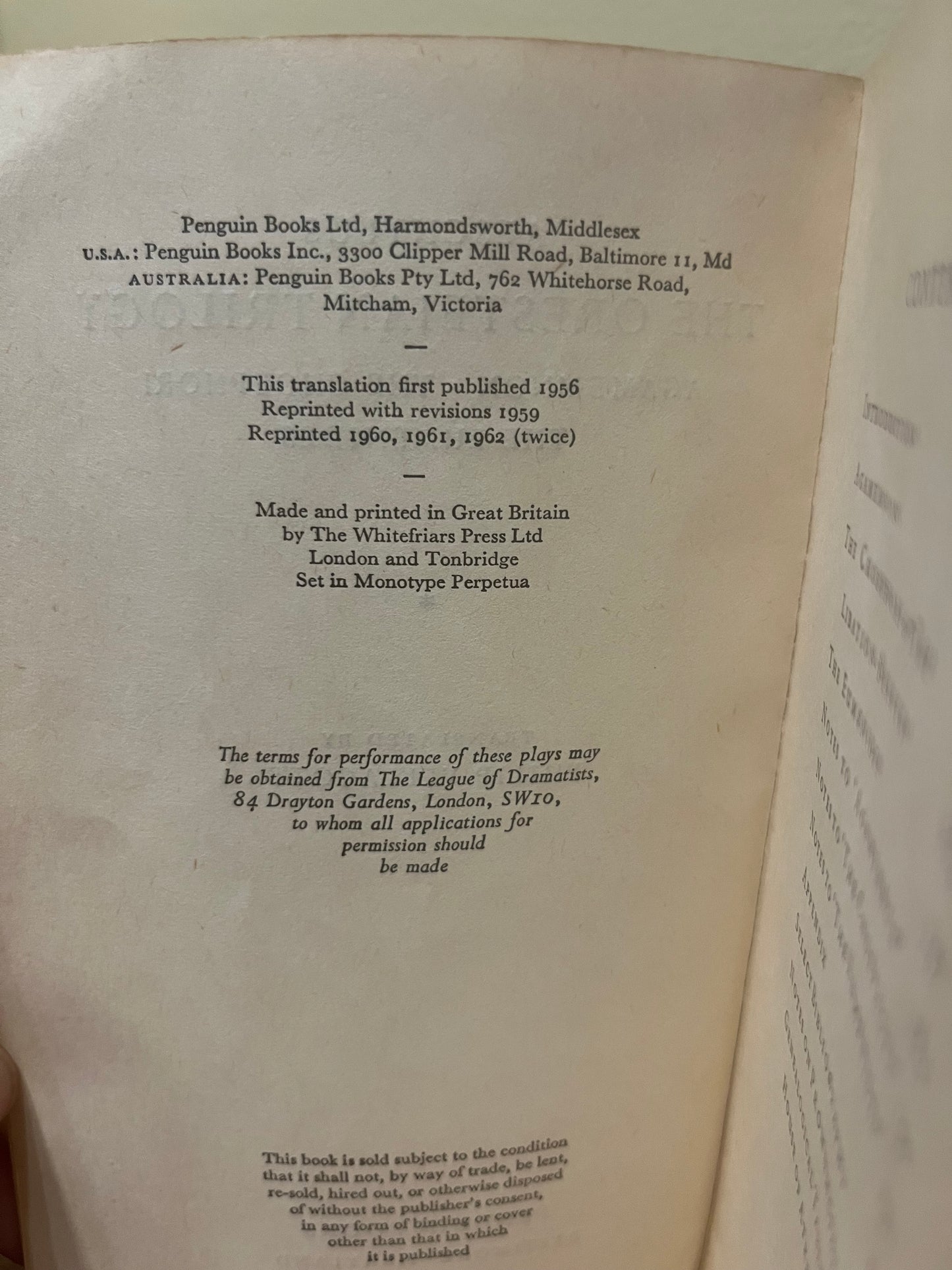 The Oresteian Trilogy by Aeschylus (1962 Penguin Classics)