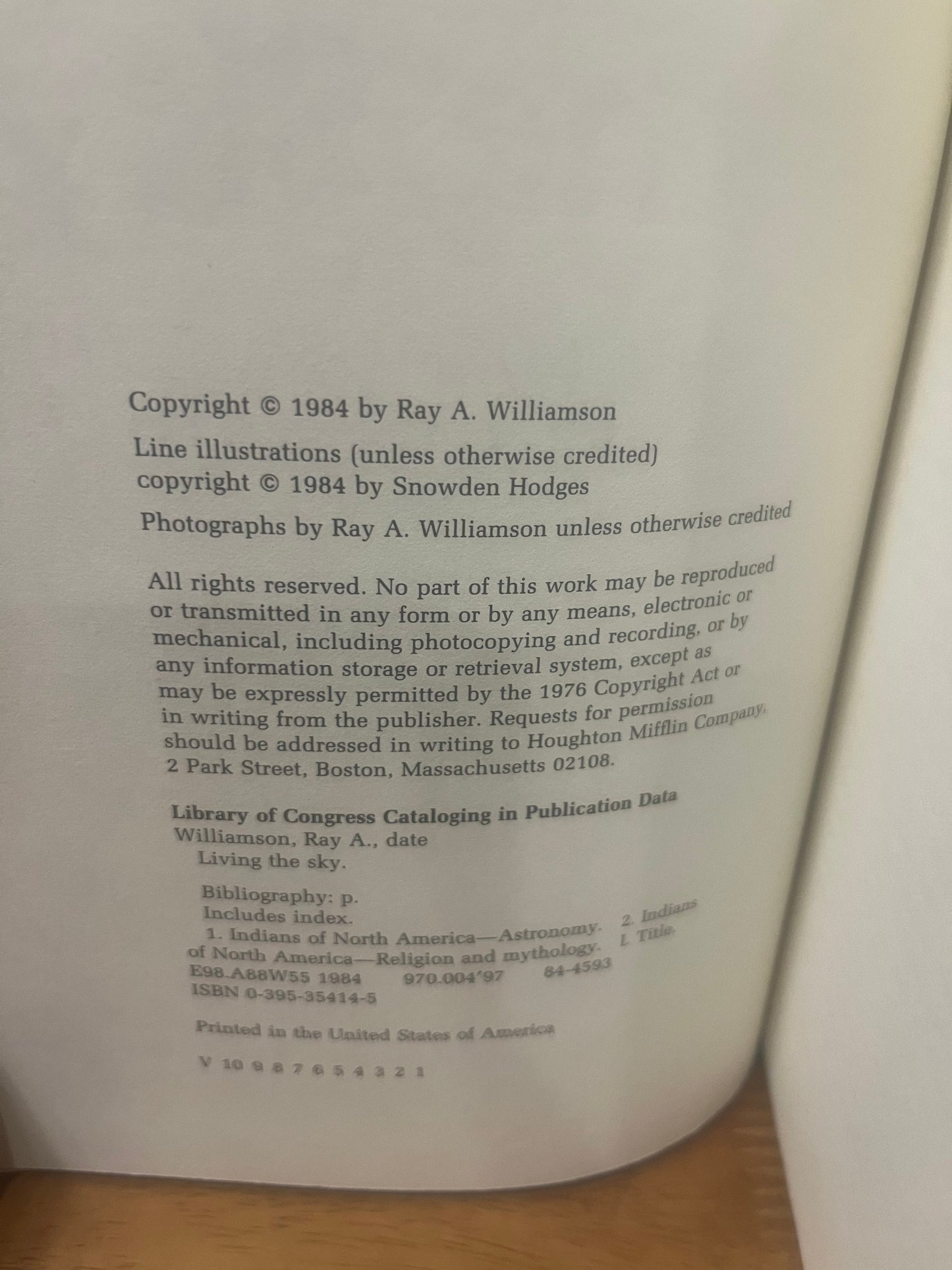 Living the Sky: The Cosmos of the American Indian by Ray A. Williamson