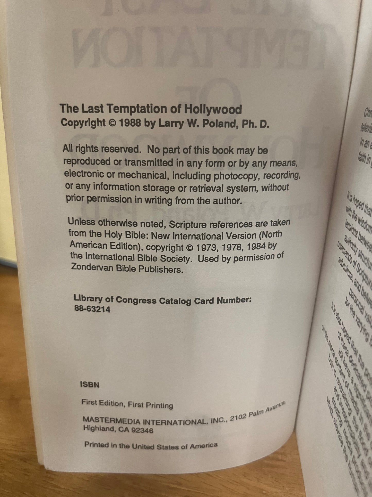 The Last Temptation of Hollywood by Larry W Poland