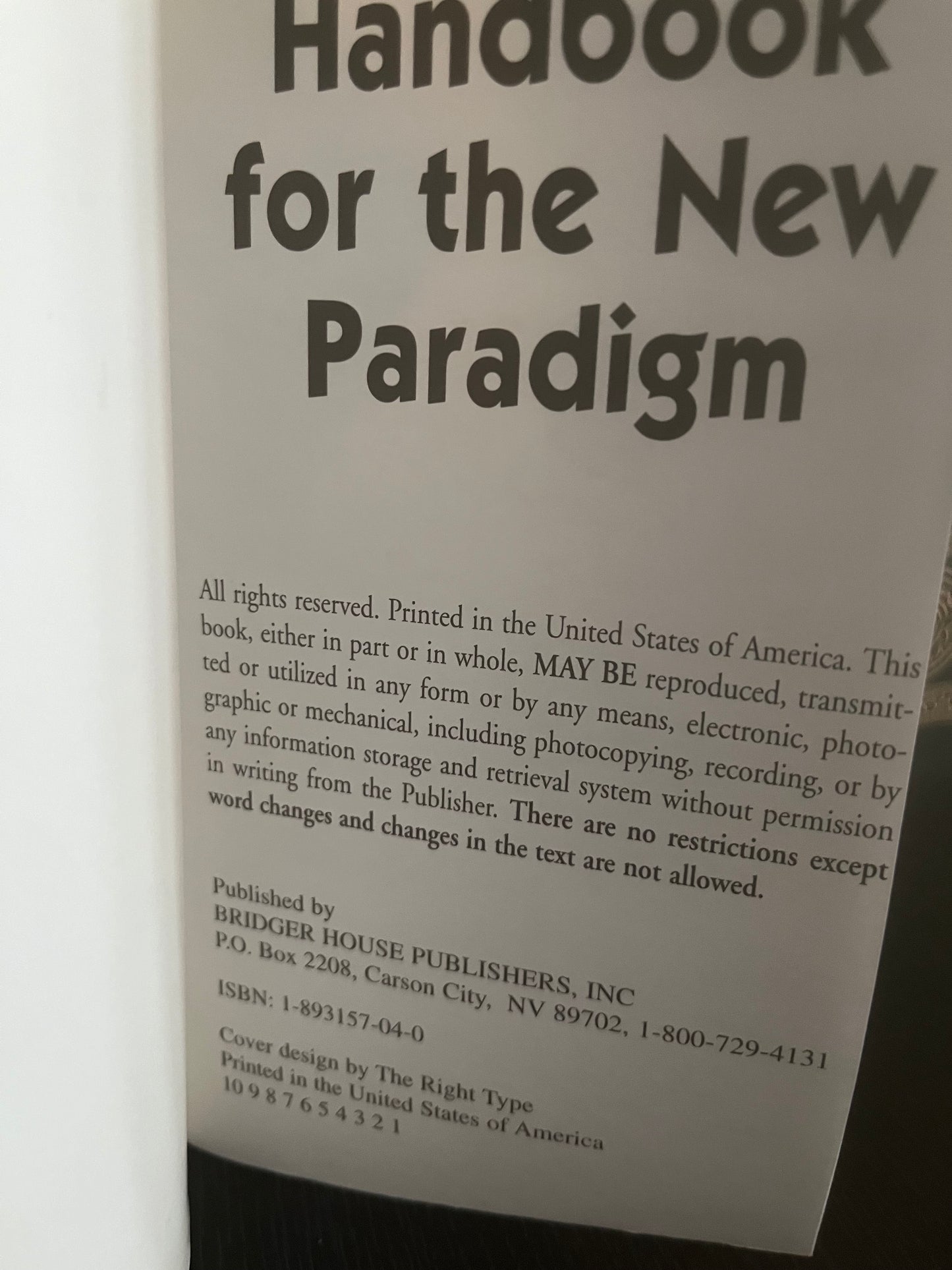 Handbook For the New Paradigm