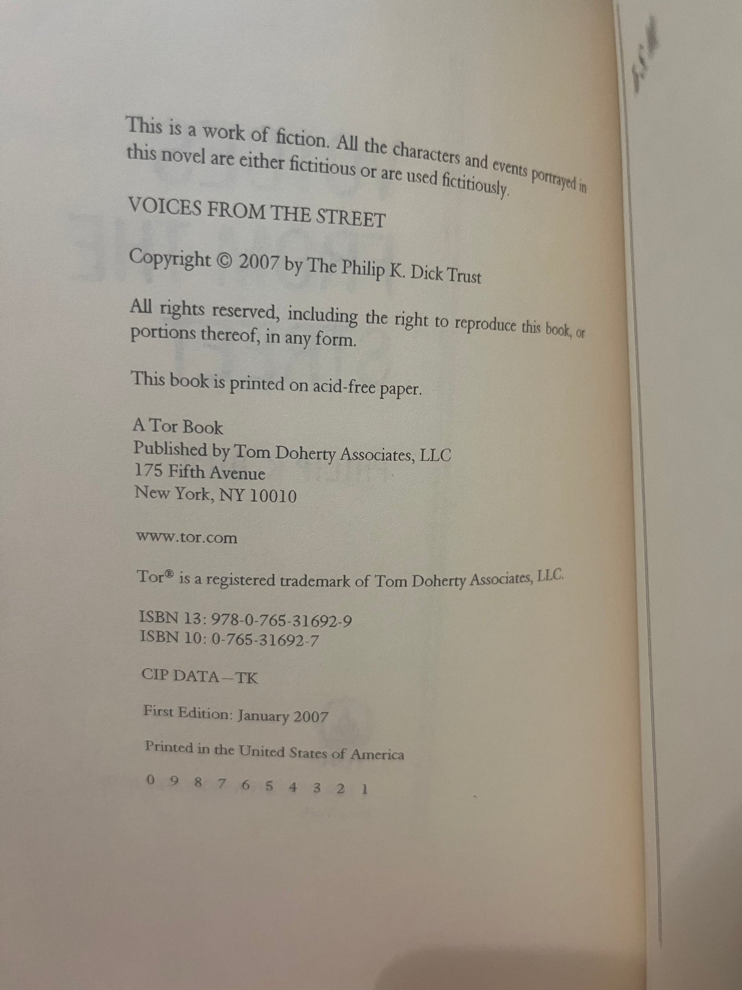 Voices From the Street by Philip K Dick (First Edition Advance Reading Copy Paperback / Includes Letters From Publisher)