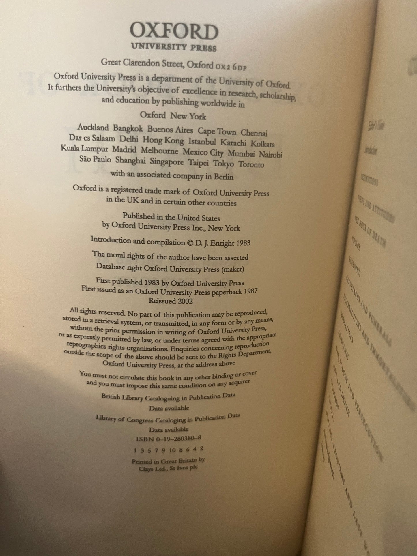 The Oxford Book of Death by D. J. Enright (2002)