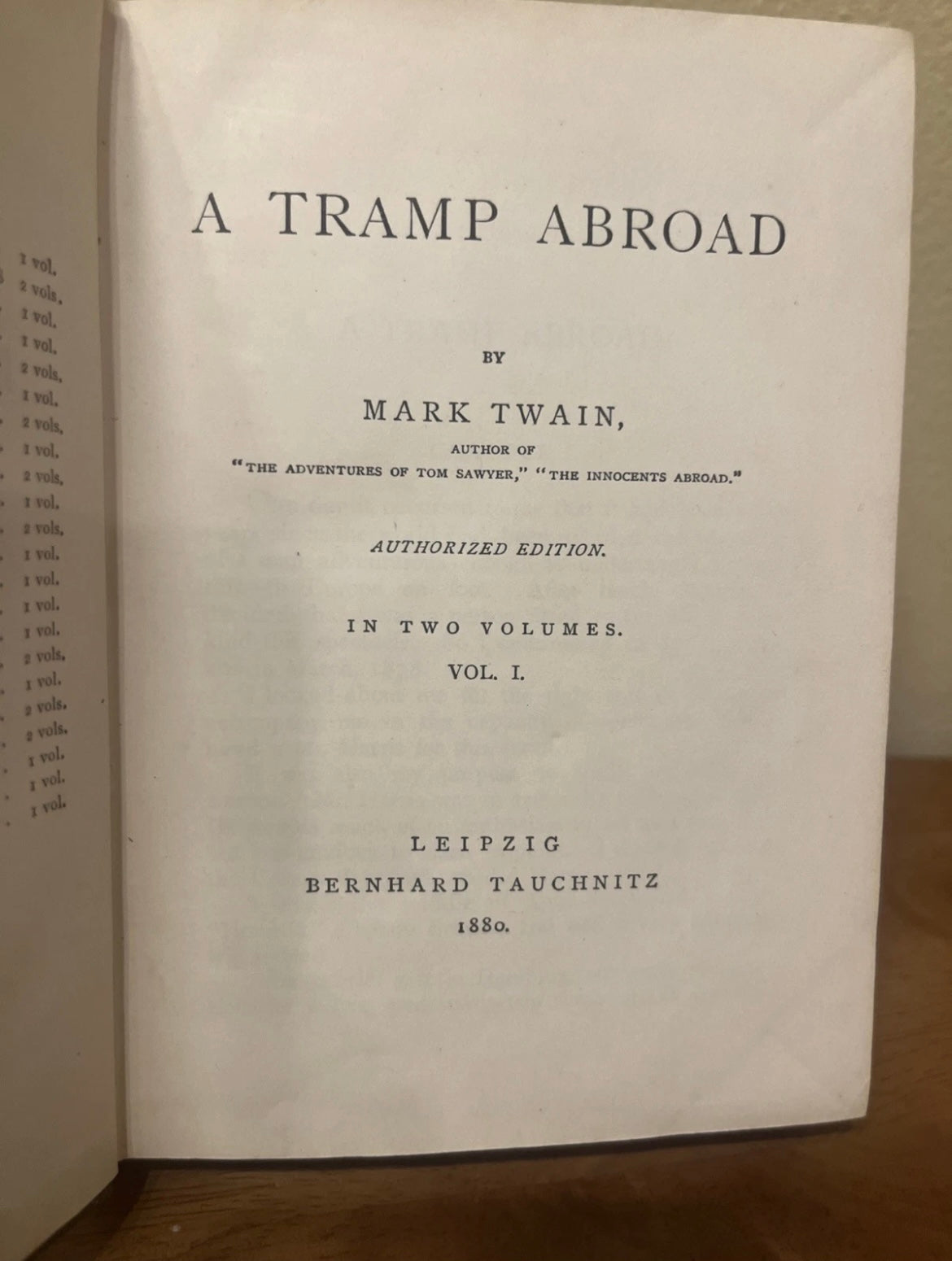 A Tramp Abroad Vol 1 by Mark Twain (1880 Tauchnitz Edition)