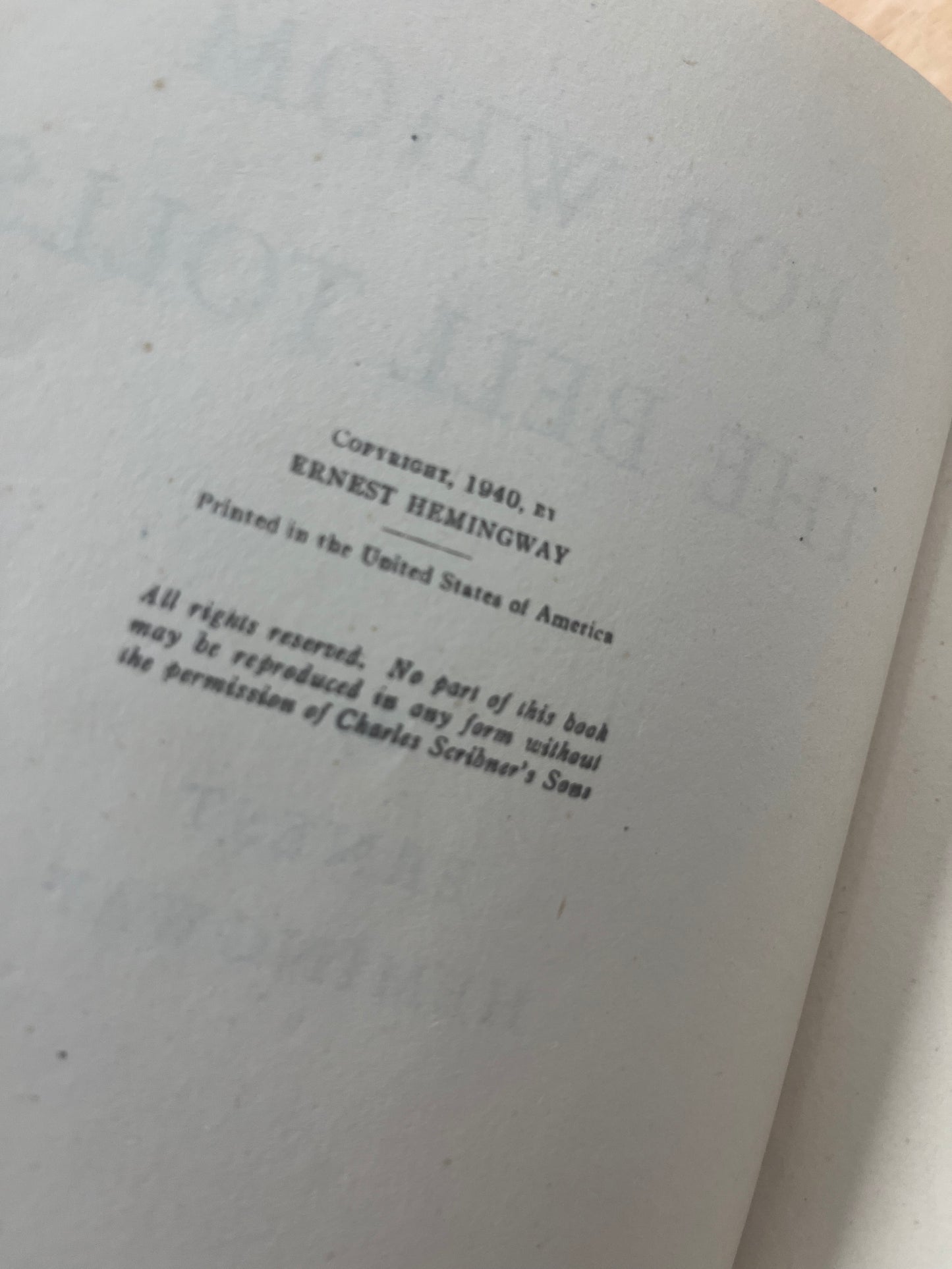 For Whom the Bell Tolls by Ernest Hemingway 1946 edition