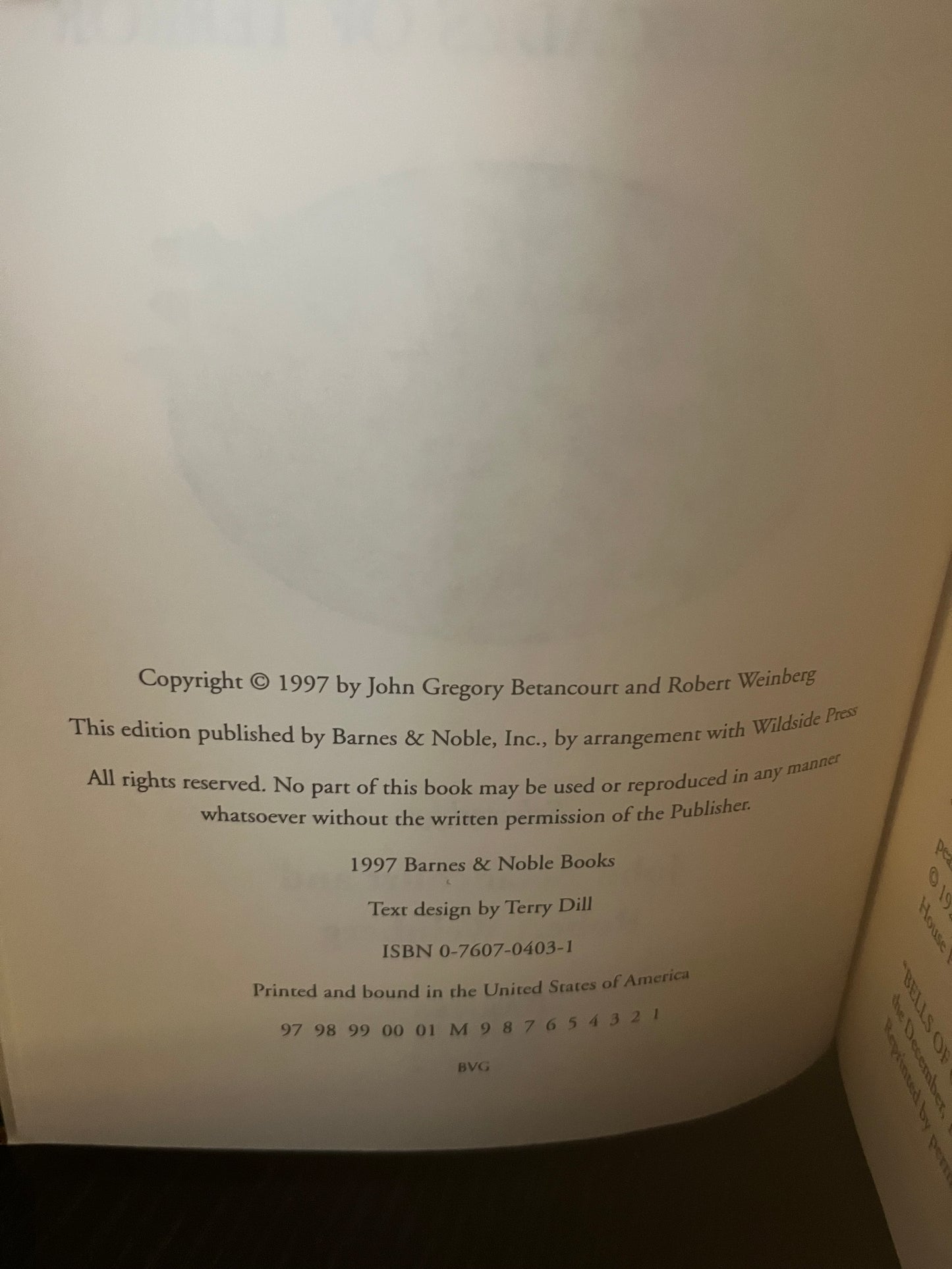 Weird Tales: Seven Decades of Terror (Collection of H. P. Lovecraft, Clark Ashton Smith, Ray Bradbury, August Derleth, Brian Lumley, etc 1st edition, 1997)