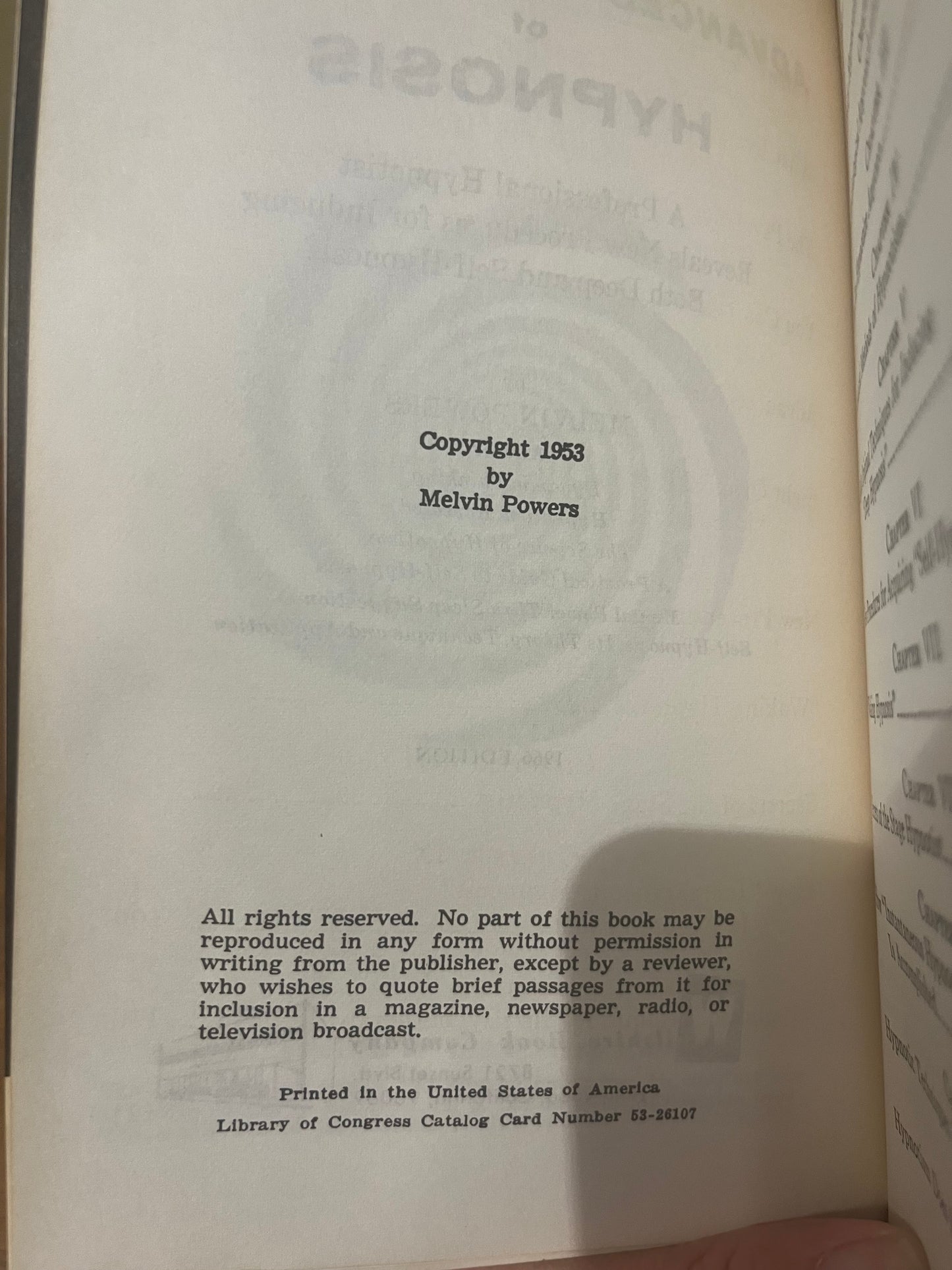 Advanced Techniques of Hypnosis by Melvin Powers (1966 ed.)