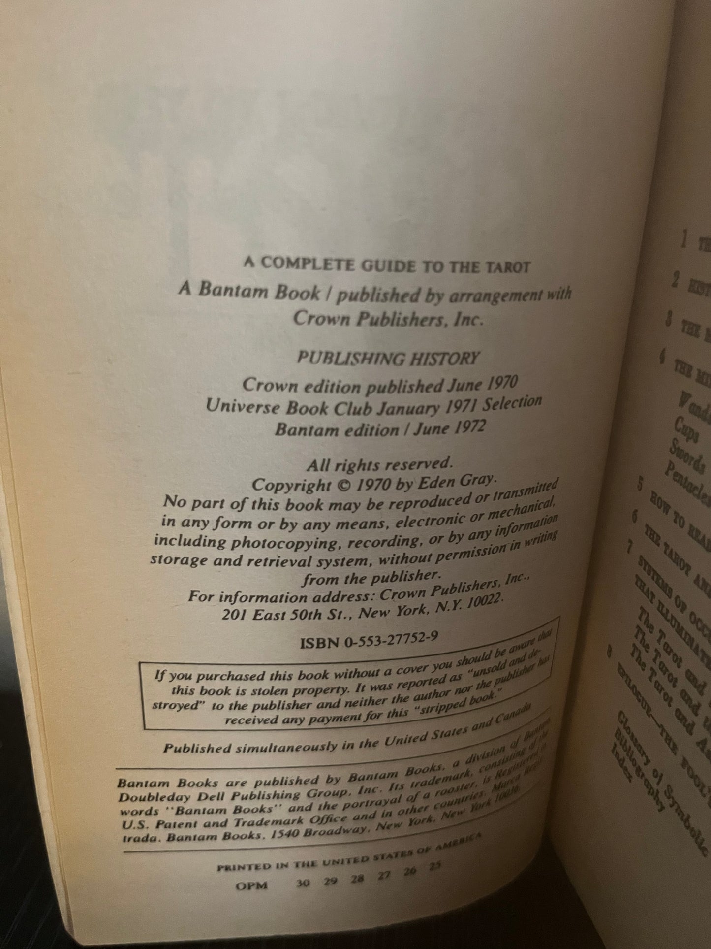 A Complete Guide to the Tarot by Eden Gray