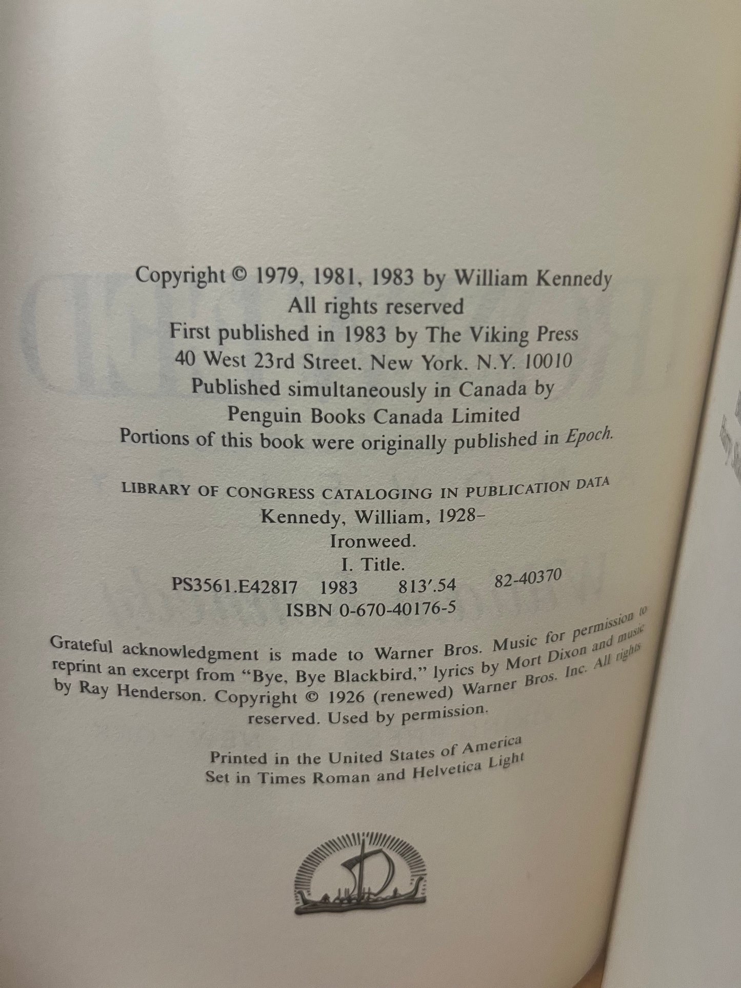 Ironweed by William Kennedy (1983)