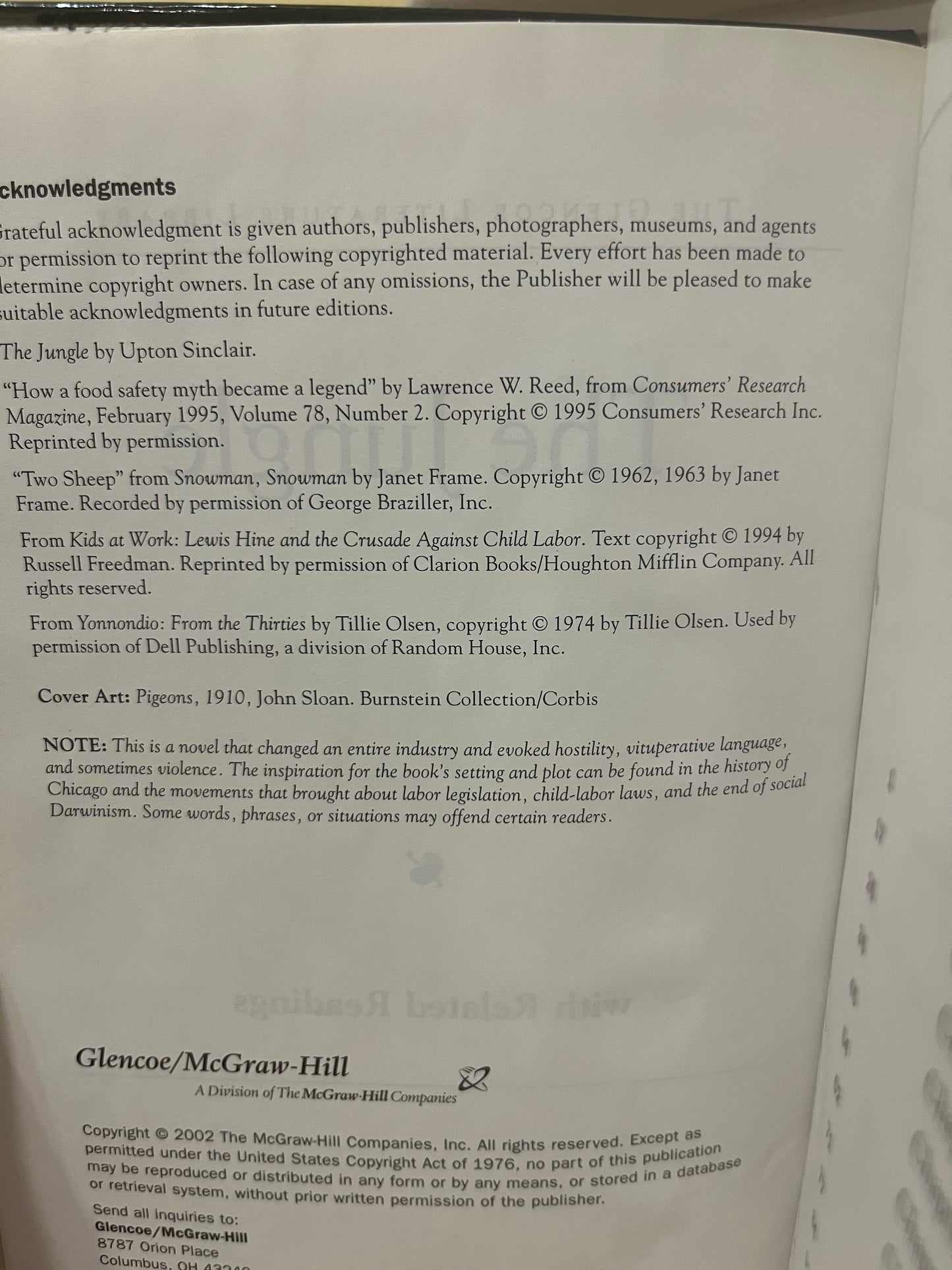 The Jungle with related readings by Upton Sinclair