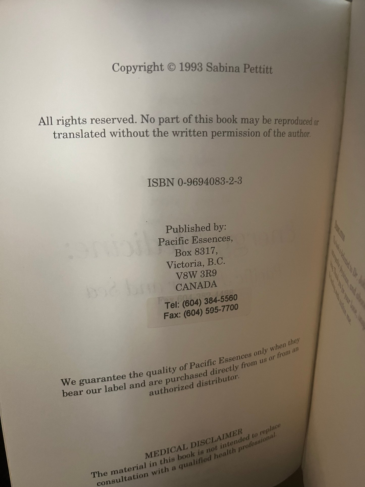 Energy Medicine: Pacific Flower and Sea Essences by Sabina Pettitt (1993)