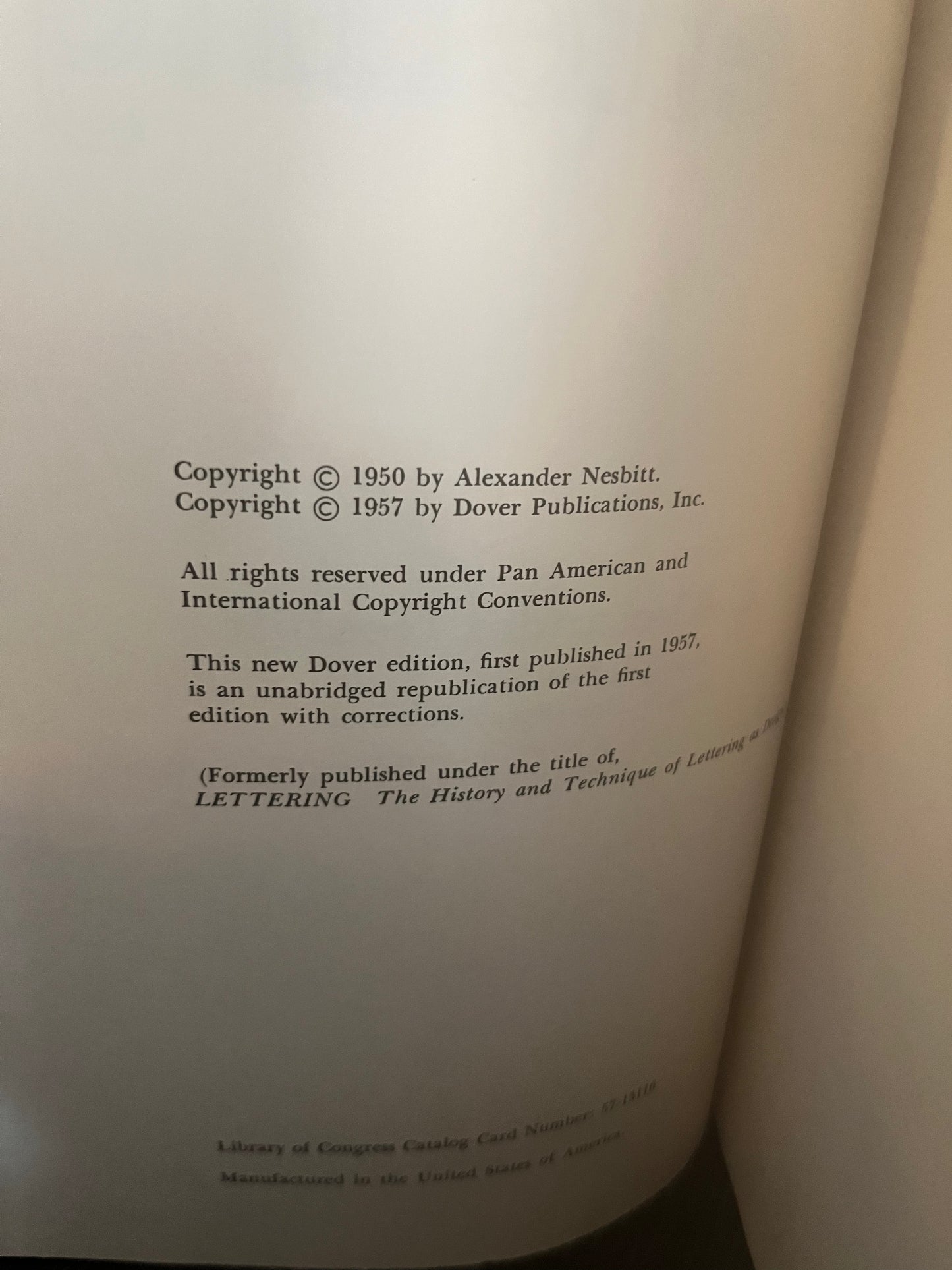 The History and Technique of Lettering by Alexander Nesbitt