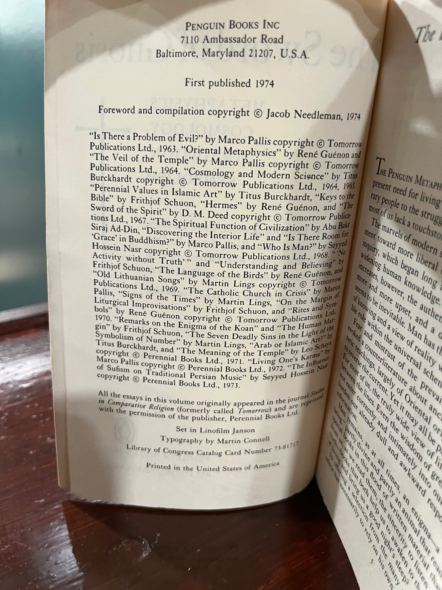 The Sword of Gnosis: Metaphysics, Cosmology, Tradition, Symbolism  (1st Penguin Ed, 1974)