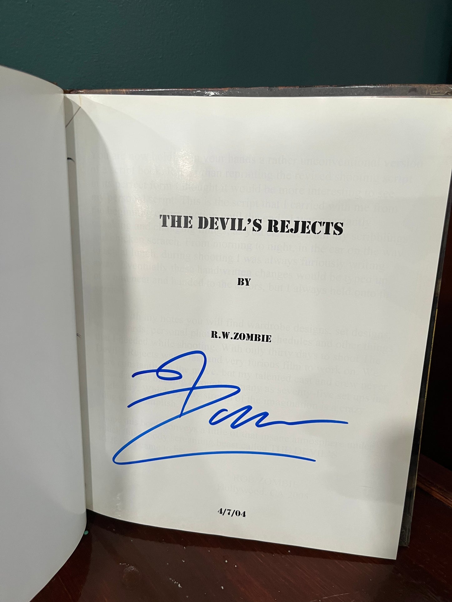 The Devil’s Rejects A Director’s Script by Rob Zombie (Signed Hot Topic exclusive)